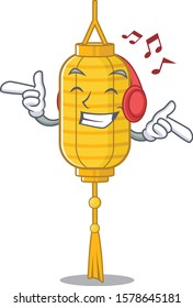 Listening music lamp hanging mascot cartoon character design