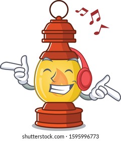 Listening music lantern Scroll mascot cartoon character design