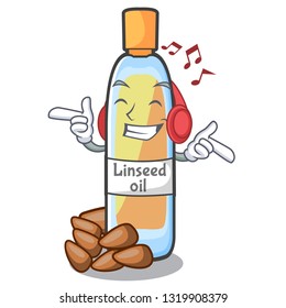 Listening music lenseed oil in a cartoon glass