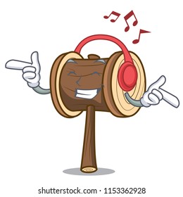 Listening music mallet mascot cartoon style