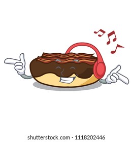 Listening music maple bacon bar mascot cartoon