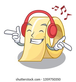 Listening music masking tape isolated with the mascot