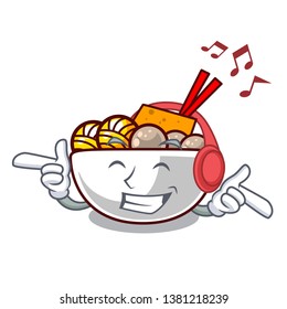 Listening music meatball isolated with in the character