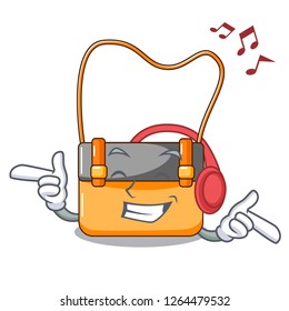 Listening music menesseger bag color on a cartoon