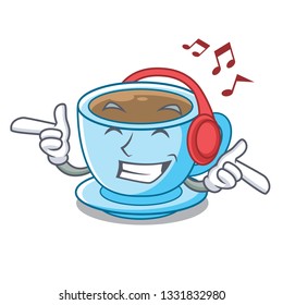 Listening music milk tea in character the shape