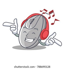 Listening music mouse mascot cartoon style