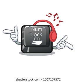 Listening music num lock installed on cartoon computer