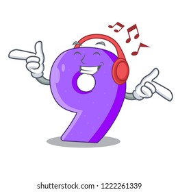 Listening music number Nine balloon font shaped charcter