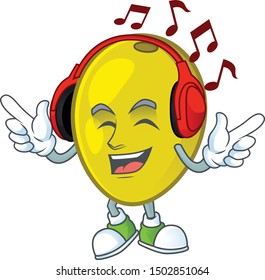 Listening music olive oil cartoon mascot for herbal