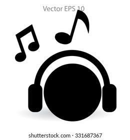 listening to music on headphones vector illustration
