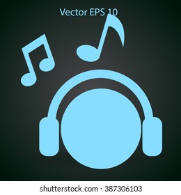 listening to music on headphones vector illustration