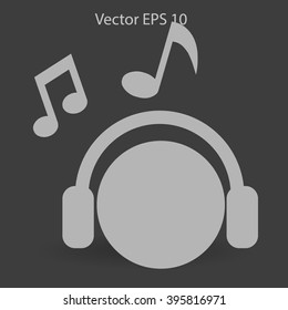 listening to music on headphones vector illustration