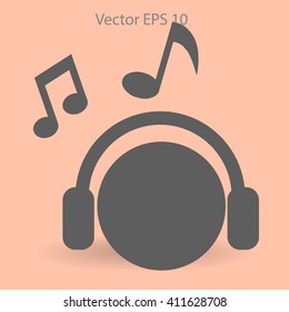 listening to music on headphones vector illustration