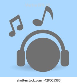 listening to music on headphones vector illustration