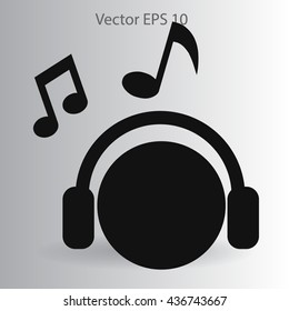 listening to music on headphones vector illustration