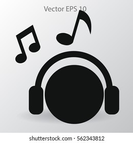 listening to music on headphones vector illustration