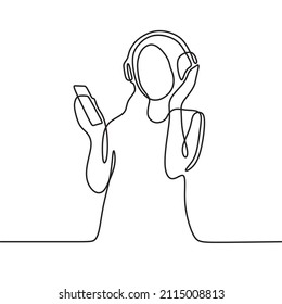 Listening To Music Online Continuous Drawing Single Line Art