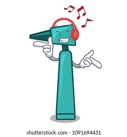 Listening music otoscope mascot cartoon style