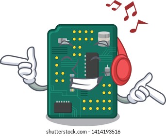 Listening music PCB circuit board in PC characters
