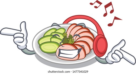 Listening music peking dunking fried in mascot pan