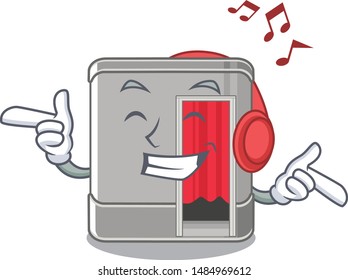 Listening music photo booth isolated with the cartoon