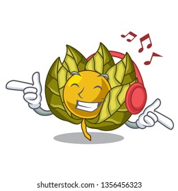 Listening music physalis fruit isolated in the character
