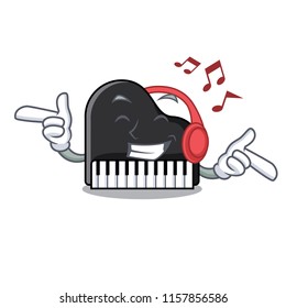 Listening music piano mascot cartoon style