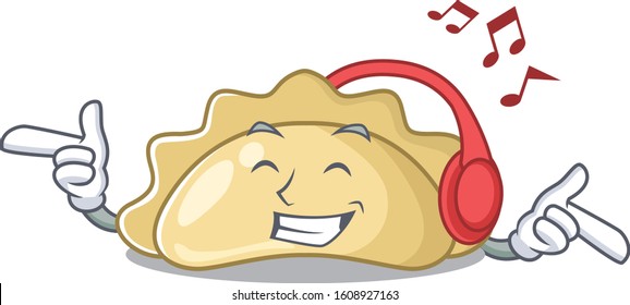 Listening music pierogi mascot cartoon character design