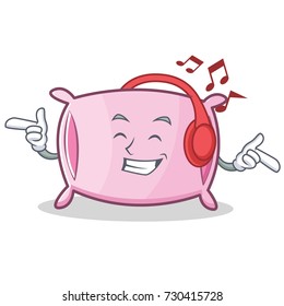Listening music pillow character cartoon style