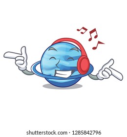 Listening music planet uranus in the cartoon form