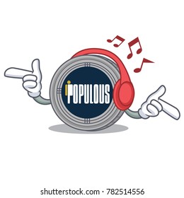 Listening music populous coin character cartoon