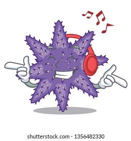 Listening music purple starfish in the character shape