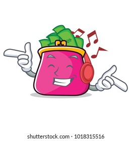 Listening music purse character cartoon style