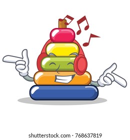 Listening music pyramid ring character cartoon