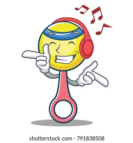 Listening music rattle toy mascot cartoon