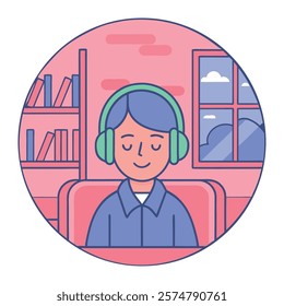 Listening to music relaxation vector