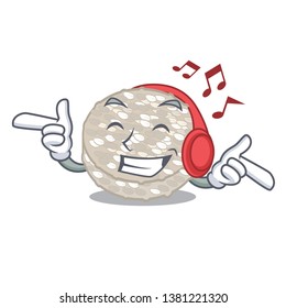 Listening music rice cakes served on cartoon board