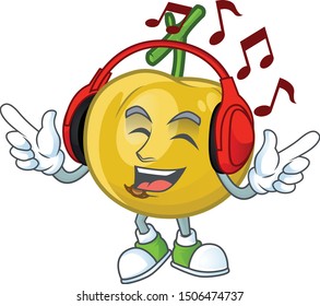 Listening music ripe araza cartoon with character mascot