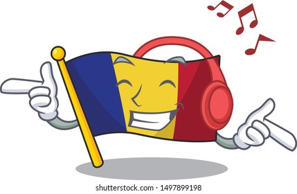 Listening music romanian cartoon flag folded in drawer