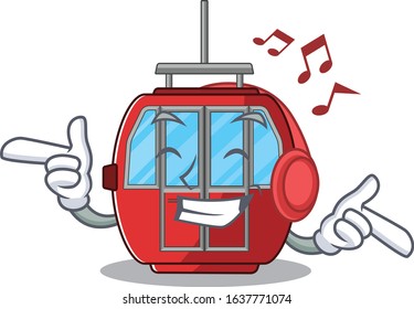 Listening music ropeway in cartoon character concept