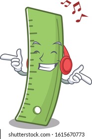 Listening music ruler mascot cartoon character design