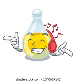 Listening music sesame oil in a mascot bowl