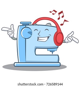Listening music sewing machine emoticon character