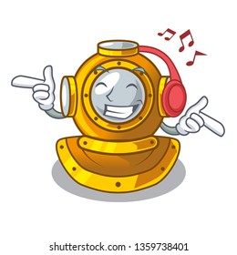 Listening music shape diving helmet character in closet