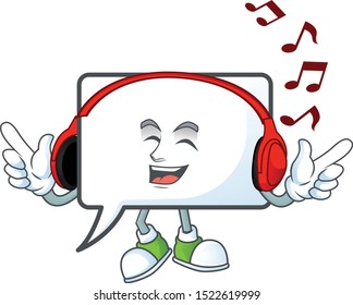 Listening music shape rectangle bubble on white background.
