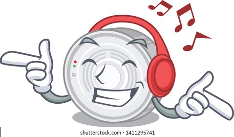 Listening music smoke detector in the cartoon shape