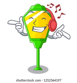 Listening music street lamp post in shape cartoon
