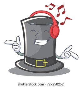 Listening music Thanksgiving hat character cartoon
