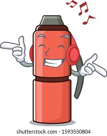 Listening music thermos bottle Scroll mascot cartoon character design