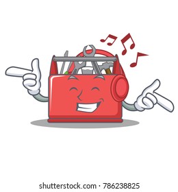Listening music tool box character cartoon